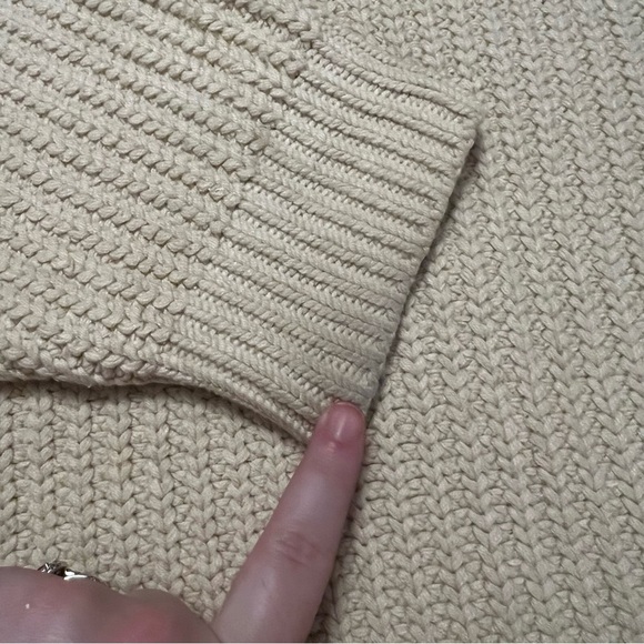 Free People Swim Too Deep Oversized Chunky Knit Sweater Tan M Cowl Mock Neck - Picture 12 of 14